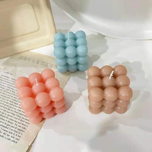 2Inch Bubble Cube Candle Cute Soy Wax Aromatherapy Small Candles scented relaxing Birthday Gift 1PC