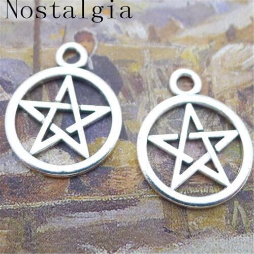 Nostalgia 20pcs 25x20mm Charm Antique stars Sign Five-pointed Star Pendant Charms DIY Jewelry Findings