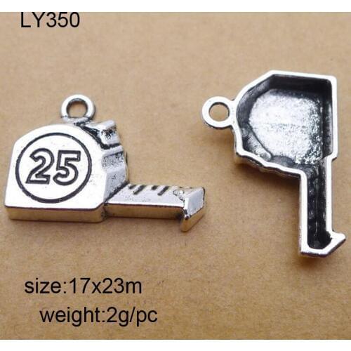 25pcs Antique Silver Alloy Tapeline Charms Pendants For Bracelet Necklace Jewelry Making DIY Handmand Craft 17x23mm