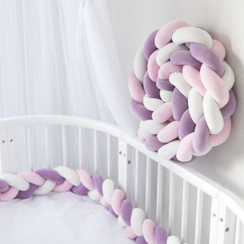 3M Length baby crib bedding set girls bedroom Weave Plush Knot baby bedroom kids room decoration