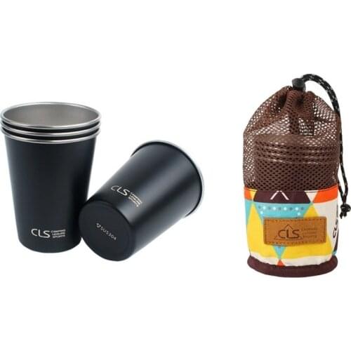 304 Stainless Steel Cup Outdoor Camping 4Pcs Set Cup Picnic Barbecue Beer Glass Mountaineering Water Cup Tea Milk Coffee Cup