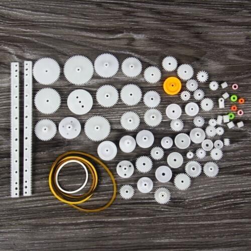 75Pcs Plastic Gears Kit Pulley Worm Belt Car Truck Toy Robot Models DIY Parts 0.5-2.8cm AA3432