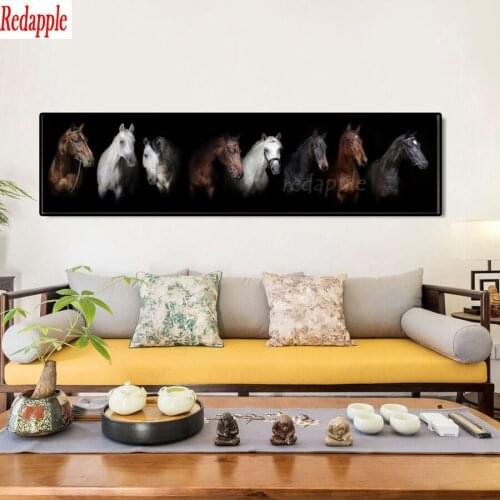 Large Size 8 Horses Art 5D DIY Diamond Painting Cross Stitch landscape diamond embroidery mosaic office Home decoration painting