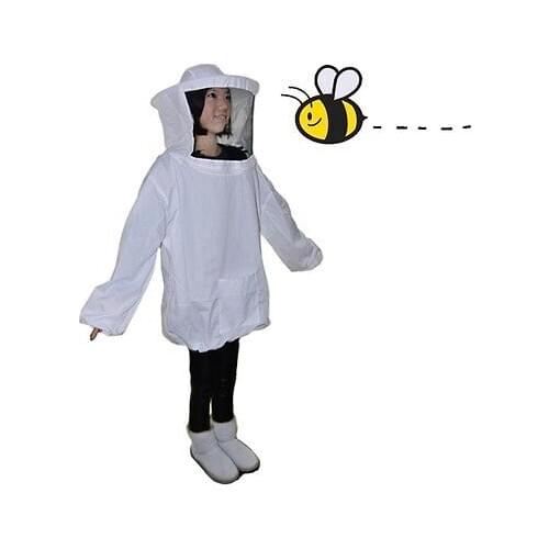 White Beekeeper Beekeeping Jacket Protective Veil Smock Bee Suit Equipment Coat