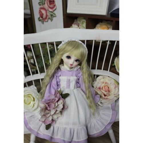 BJD doll skirt is suitable for 1-3 1-4 1-6 size pastoral purple dress skirt with headdress doll accessories