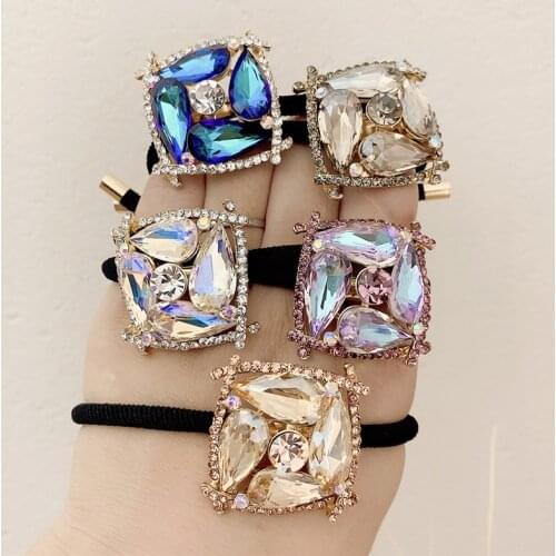 Crystal Full Diamond Hair Rope Temperament INS Net Red High Elastic Black Hair Ring Tie Ponytail Head Rope Hair Accessories