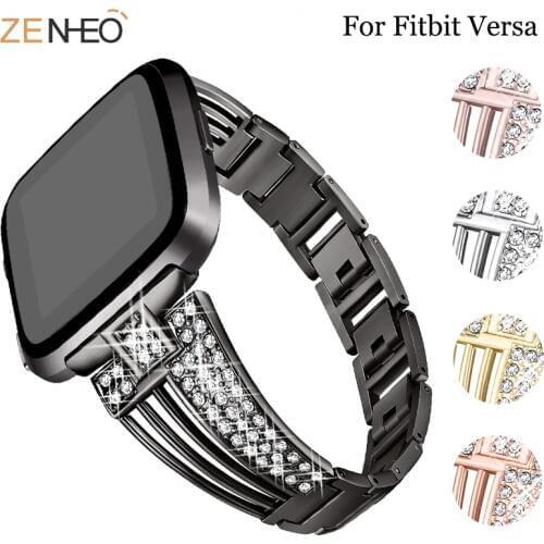 Stainless Steel with rhinestone watch Band For Fitbit Versa women Wrist Bracelet for fitbit lite/versa 2 Band Accessories