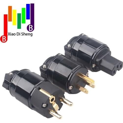 Electric HiFi Audio FI-11 15A 125V MATIHUR 24K Gold plated US male IEC female NEMA EU AC Power Connector plug