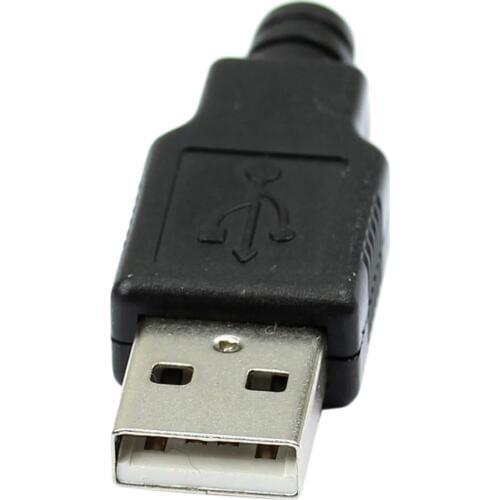 IMC hot New 10pcs Type A Male USB 4 Pin Plug Socket Connector With Black Plastic Cover