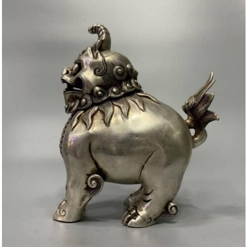 China White copper unicorn Incense burner crafts statue