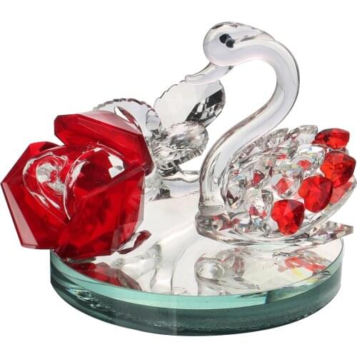 Crystal Swan Rose Flower Figurine Car Fragrance Diffuser Perfume Bottle Keepsake Home Office Decor Collectible for Lady Gift