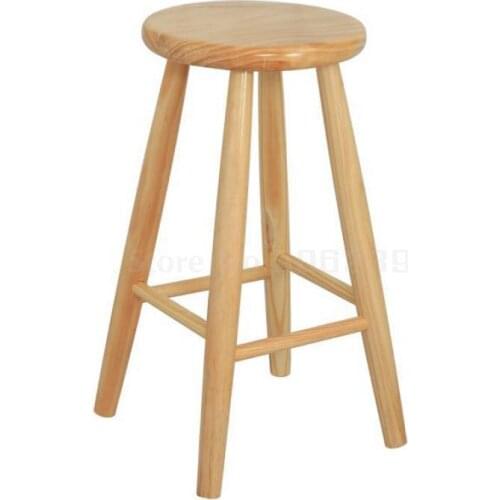 Nordic Log Bar Chair Round Chair Household Leisure Solid Wood Stand Simple Bar Stand Milk Tea Shop High Chair