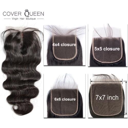 Body Wave 4x4 5x5 Lace Closure Brazilian Human Hair Closure Natural Color Remy Frontal Closure Free Part Top Closure