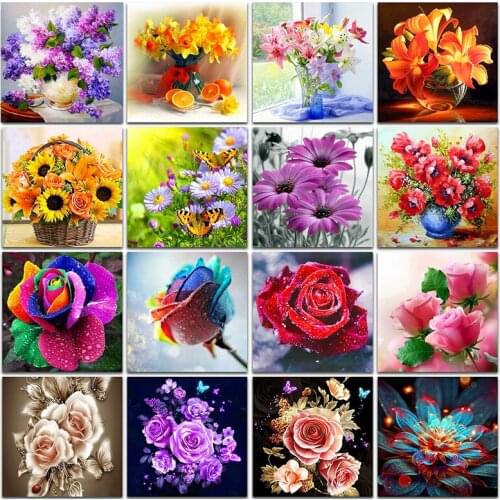 Zooya Full Square/Round Drill 5D Diy Diamond Painting Colored Flowers 3D Embroidery Cross Stitch 5D Home Decor Gift Jq221