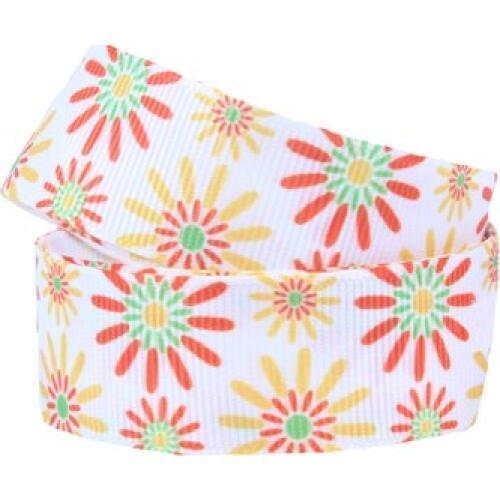 FLRA Ribbon (50yards/lot) Spring sunflower printed grosgrain ribbons for hair bows