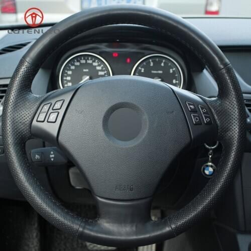 LQTENLEO Black Artificial Leather DIY Hand Car Steering Wheel Cover for BMW E90 E91 320 318i 320i 325i 330i 320d 328xi X1 E84