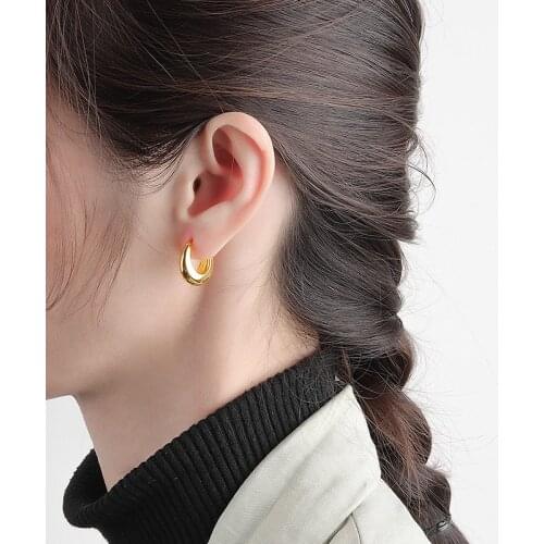 LIVVY Silver Color U Shape Drop Hoop Earrings For Women Personality French Simplicity Earrings Jewelry 2021 Trend