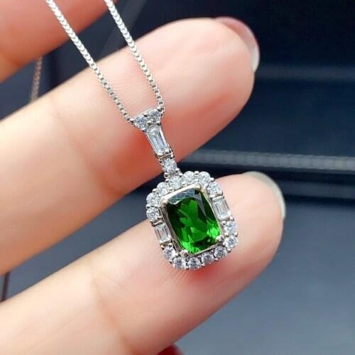 2021 New Natural Emerald Pendant Necklace 925 Silver Tourmaline Gemstones Choker Statement Necklace Women Fine Jewelry