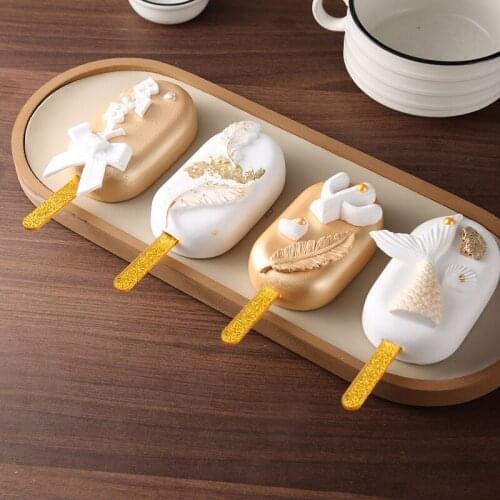 50pcs Glitter Acrylic Ice Cream Sticks Popsicle Crafts DIY Handmade Making Crafts Baby Shower Kis Gift