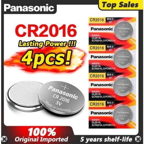 PANASONIC 4pcs/lot Button Coin Cell Lithium Button Battery for computer Watch Coin Batteries CR2016 BR2016 LM2016 recorder