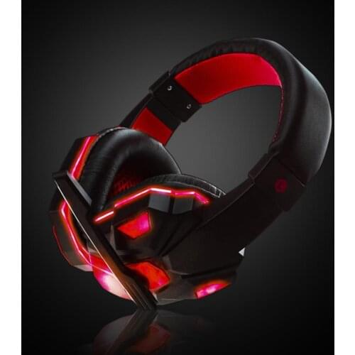 Wired Headphones LED Light Soft Ear Muff Adjustable Over-ear Earphone PC Notebook Gaming Wired Headset