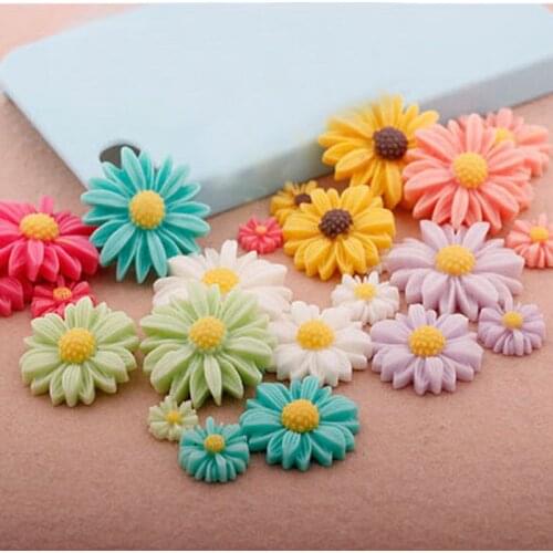9/22/26mm multicolor100 Random Mixed Daisy Flower Resin Flatback Cabochon Scrapbook Embellishment DIY Phone Decoration 009005007