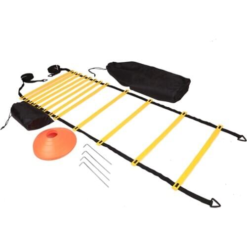 Adjustable Soccer Football Speed Agility Ladder Training Equipment Kit with Resistance Parachute Disc Cones Storage Bags