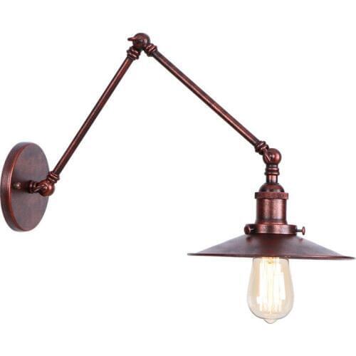 Rust Iron Long Arm Wall Sconce Edison Adjust LED Wall Light Simple Loft Bedside Wall Lamp Industrial Vintage Lighting Lampara