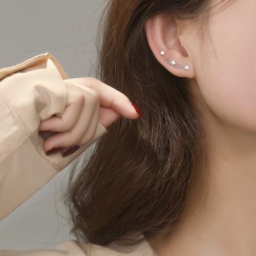 Stud Earrings Curved Star For Women Two-wear Line Korean Fashion Vintage Design Personality New Trendy Female Jewelry BOYULIGE