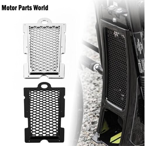 Motorcycle Honeycomb Mesh Radiator Guard Grille Grill Cover Protection Black/Chrome For Harley Softail Low Rider Street Bob FXBB