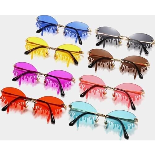 Fashion Rimless Sunglasses Women 2020 Vintage Unique Tears Shape Steampunk Sunglasses Female Gafas Shades UV400 Oculos Feminino