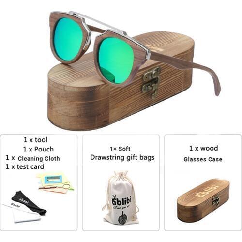 2019 Womens Wooden Sunglasses Vintage Luxury Brand Designer Polarized Sun Glasses oculos de sol feminina Green