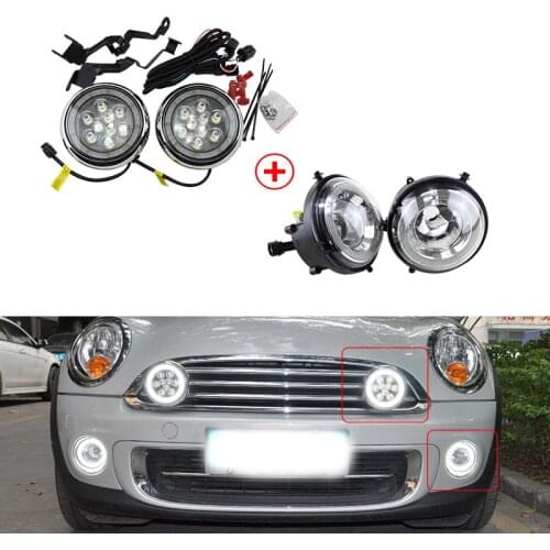 Led Front Bumper Mini Rally Light W/ DRL Halo For Mini Cooper R55 R57 R58 R60 R61 Countryman CANbus Error Free Auto Light