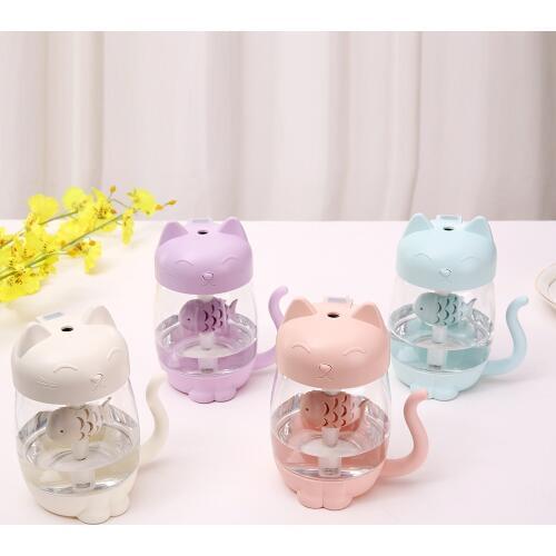 350ML Cat Look Ultrasonic Air Humidifier Aroma Essential Oil Diffuser for Home Car Office with Light and Fan Christmas present