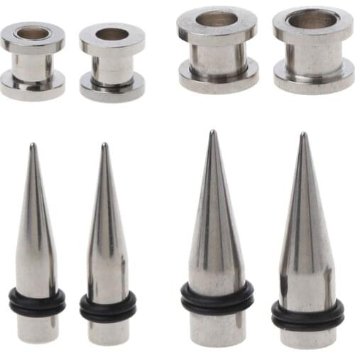 2 Pairs 1g 7mm and 9mm 316L Stainless Steel Ear Eyelets Tapers and Tunnels Ear Studs Stretching Tools Kit Body Jewelry