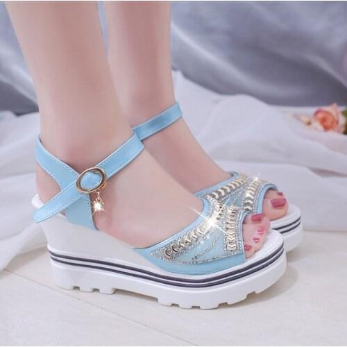 2021 Women Fish Mouth Buckle Wedge Sandals Flat Bottom Platform Shoes Waterproof Thick Bottom