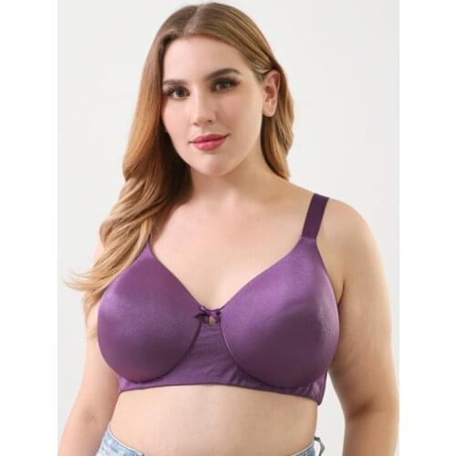 Satin Smooth Full Coverage No wire Plus Size T- Shirt Bra Womens Underwear 95C 95E 100B 100D 100E 105C 105D 110B 110C 110D