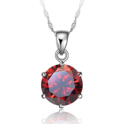 Factory Price 925 Sterling Silver Necklace Women 2020 Holiday Gift Wedding Jewelry 6 Claw Cubic Zircon Crystal Pendant Necklaces