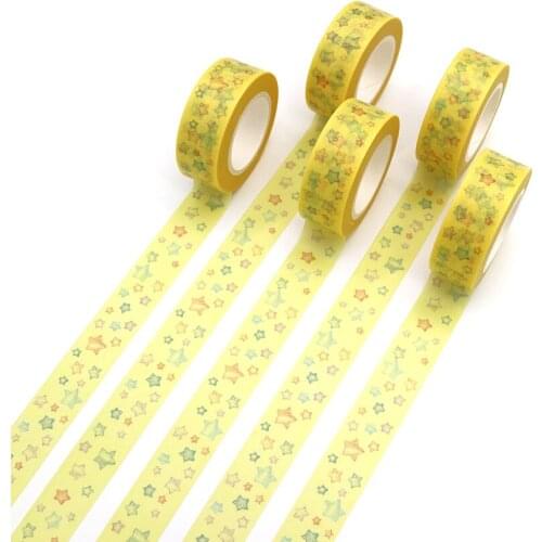1 PCS Creative Color Star Washi Tape DIY Decorative Tape Color Paper Office Adhesive Stationery Masking Tape Sticker 15mm*10m