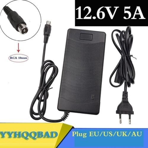 12.6V 5A Charger Combination of 18650 Li-ion Lithium Battery Pack Charger US EU Plug 12.6 v charger RCA connector