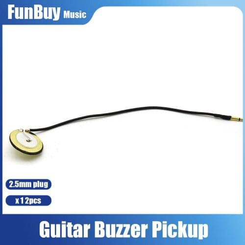 12pcs Diameter Copper Piezoelectric Buzzer Piezo Gutiar Buzzer Pickup with 2.5mm Plug Acoustic Mandolin Ukulele Pickup