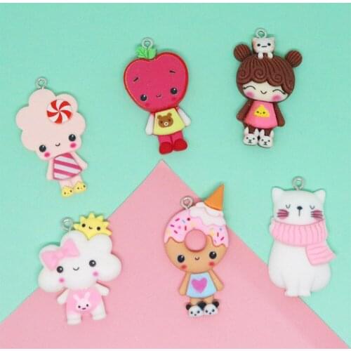 12Pcs Kawaii Flat back Resin Cabochon Charms Pendant for Earrings Bracelet Necklace Accessories DIY Scrapbooking Jewelry Making