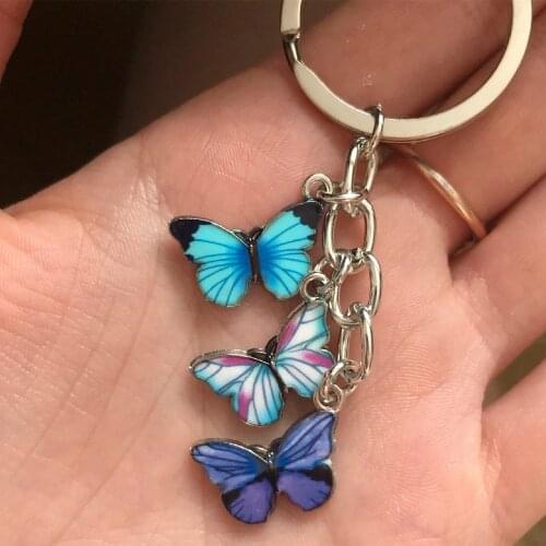 12 style 2021 New Colorful Enamel Butterfly Keychain Insects Car Key Man Women Bag Accessories Jewelry Gifts