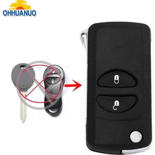 2 Button Flip Remote Key Shell Fit For Chrysler Grand Cherokee PT Cruiser Voyager CONVERSION With Uncut Blade