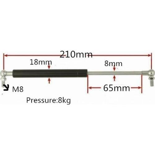 210x65x8Kg Gas Spring 210mm Hole Center 65mm Stroke Ball Joint Gas Strut Lift Prop 8KG Force Automotive M8 Auto Gas Spring