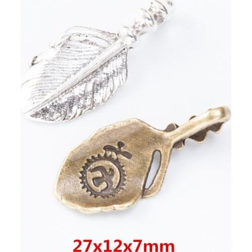 25pcs Vintage Ancient Feather leaves zinc alloy charms pendant suitable for DIY Bracelet Necklace metal jewelry accessories 7235