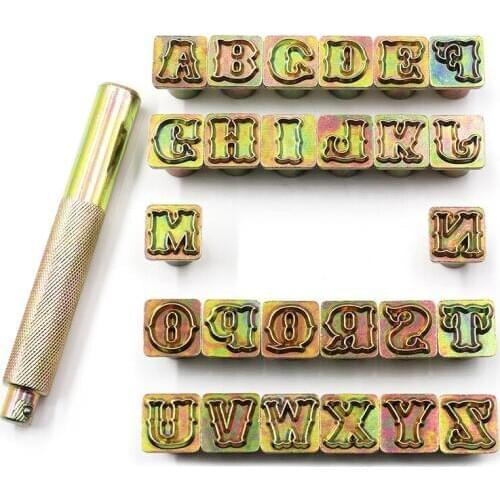 26pcs Carbon Steel Leather Stamping Symbol Set English Letters 26 Stamps Leather Marking Punching Tools Leather Craft Supplies