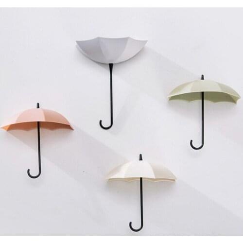 3pcs/lot Umbrella Shaped Creative Key Hanger Rack Home Decorative Holder Wall Hook For Kitchen Organizer Bathroom Accessories