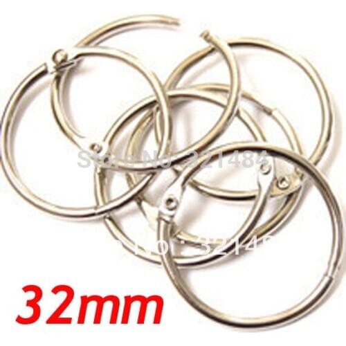 32mm 100pcs Dull Silver Plated Metal Card Book Binder Rings Keyrings For Keychain Scrapbook Album DIY Findings Accessories