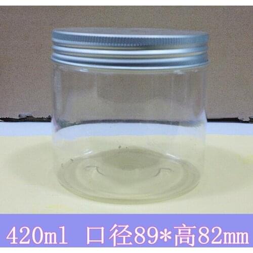 420g clear Storage Jar 420ml PET Plastic Bottle Transparent Bottle Big Size Jar with silver Screw Cap Candy Can Packaging